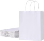 SUNCOLOR 25-Pack White Bags with Handles - Medium 8"×4.5"×10" Shopping Bags - Sturdy Kraft Paper Gift Bags for Retail, Party Favors, Merchandise, Business - Eco-Friendly Packaging - Image 2