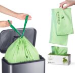 SUPERBIO 4 Gallon Compostable Drawstring Food Scrap Bags,15.1 Liter, 40 Count, 0.9 Mil,Heavy Duty Waste Bags, BPI, Seedling and OK compost INDUSTRIAL - Image 2