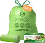 Simply Bio 13 Gallon Compostable Trash Bags Liners Drawstring, Heavy Duty Extra Thick 1 Mil, 49.21 Liter, 30 Bags, Tall Kitchen Food Scrap Waste Bag, ASTM D6400, US BPI and OK Compost Home Certified - Image 2