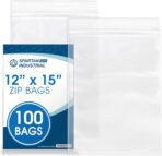 Spartan Industrial - 12" X 15" (100 Count) 2 Mil Clear Reclosable Zip Plastic Poly Bags with Resealable Lock Seal Zipper - Image 2