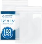 Spartan Industrial - 12" X 15" (100 Count) Crystal Clear Resealable Cello Poly Bags for Packaging, Clothing & T Shirts - Self Seal & Reinforced - Image 2
