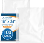 Spartan Industrial - 18” X 24” (100 Count) 2 Mil Heavy Duty Flat Open End Clear Plastic Poly Bags - For Packaging Coats, Bedding, Backpacks (Bags DO NOT Have Seal & DO NOT Have Prints) - Image 2