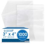 Spartan Industrial - 3” X 4” (1000 Count) 2 Mil Clear Reclosable Zip Plastic Poly Bags with Resealable Lock Seal Zipper - Image 2