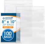 Spartan Industrial - 8” X 10” (100 Count) 4 Mil Heavy Duty Clear Plastic Reclosable Zip Poly Bags with Resealable Lock Seal Zipper - Image 2
