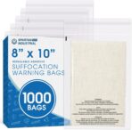 Spartan Industrial - 8” X 10” (1000 Count) Self Seal Clear Poly Bags with Suffocation Warning for Packaging, T Shirts - Resealable Glue - Image 2