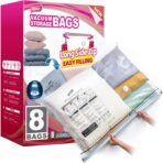 TAILI 8 Pack Vacuum Storage Bags, Jumbo Size 39x28 inch, LONG SIDE ZIP Vacuum Seal Bags for Beddings, Extra Large Storage Space Saver for Clothing, Comforters, Blankets, Pillows - Image 2