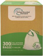 TYPLASTICS 300 Count 13 Gallon Tall Kitchen Drawstring Trash Bags, GRS Compliant, Eco-Friendly Recycled Material - Image 2