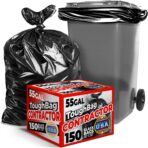 ToughBag 55-60 Gallon Heavy Duty Trash Bags - 150 Count, Large Black Garbage Bags - Made in USA - Image 2