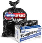 ToughBag 55 Gallon Trash Bags, 55-60 Gallon Trash Bags Heavy Duty (50 COUNT) - Large Black Trash Can Liners, 50-60 Gal for Contractors, Commercial, and Lawn - Made in USA - Image 2