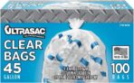 Ultrasac - Recycling Bag, 45 Gallon, 1.1 Mil, 40"x46", Clear, 100 Count w/Ties - Image 2