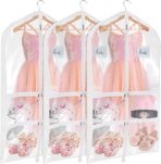 Univivi Clear PVC Dance Costume Bags (3 Pack) Garment Bag 40 Inch for Dance Competitions, with 4 Medium Clear Zipper Pockets and 1 Large Back Zippered Pocket [Upgraded Version] - Image 2