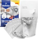 Wallaby 50 Count 1-Pint Gusset Mylar Bags with Labels, 11 Mil Total Thickness Long-Term Food Storage Pouches, 8x6 Stand-Up Zipper Heat-Sealable Airtight Packaging - Silver - Image 2