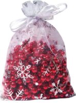 Wudygirl 100pcs 5X7 Inches Xmas Drawstring Organza Bag Snow White Pouches Party Wedding Favor Seashell Chocolates Bags (100pcs Snowflake 5x7) (Snowflake) - Image 2