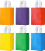YEEHAW 24 Pack Small Gift Bags 5.8"×3.2"×8.25" Kraft Paper Bags with Handles, Party Favor Bags Bulk for Kids Birthday, Baby Shower, Crafts, Wedding, Party (6 Colors) - Image 2