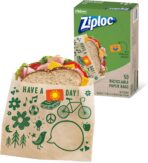 Ziploc Paper Sandwich and Snack Bags, Recyclable & Sealable with Fun Designs, 50 Bags Total - Image 2