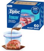 Ziploc Quart Food Storage Freezer Bags, Stand-Up Bottom, Easy to Fill, 60 Count (Packaging May Vary) - Image 2