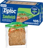 Ziploc Sandwich and Snack Bags with EasyGuide Texture, Plastic Storage Bags with Grip 'n Seal Technology, 105 Bags Total - Image 2