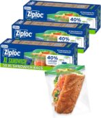 Ziploc XL Sandwich and Snack Bags with EasyGuide Texture, Plastic Storage Bags with Grip 'n Seal Technology, 90 Bags Total - Image 2