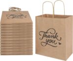 bagmad 100 Pack 8x4.75x10 Inch Medium Brown Paper Gift Bags with Handles Bulk, Thank You Kraft Paper Bags for Party Favors Grocery Retail Shopping Wedding Craft Sacks (Plain Natural, 100pcs Count) - Image 2