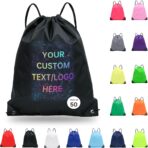 pack of 50 Custom Bags With Your Logo,Drawstring Backpacks Bulk String Bag,Great for Travelling, Gym and for Everyday Use (Custom black) - Image 2