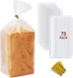 vivinin 70 Pack Bread Bags & 100 Pack Ties, 8" x 4" x 18" Clear Bread Bags for Homemade Bread, Reusable Plastic Bread Storage Bags for Bakers, Bakery Owners - Image 2