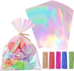 woric 150PCS Iridescent Cellophane Treat Bags with Ties 5x7 Inch Plastic Clear Party Favor Bags Easter Gift Bag for Candies Cookies Baby Showers Weddings Birthday Party Gifts - Image 2