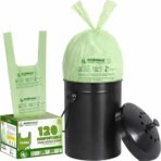1.6 Gallon 100% Compostable Food Scrap Bags Handle Tie (120 Bags) Small Trash Bags Kitchen Garbage Bags US BPI Certified TUV OK Compost Home Certified Meeting ASTM D6400 (120 ct.) - Image 2