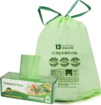 10-13 Gallon Compostable Trash Bags with Drawstring, Heavy Duty Extra Thick 1 Mil, 49.21 Liter, Tear Resistant & Odorless Kitchen Food Scrap Waste Bag, US BPI and OK Compost Home Certified (30 Count) - Image 2