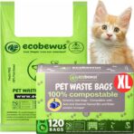 100% Compostable XL Pet Waste Bag (120 ct.) Plant-Based Biodegradable Cat Litter Poop Bags Doggy Poop Bags with Handles Compost Liners US BPI ASTM D6400 & OK Compost Home Certified (120 ct) - Image 2