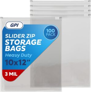 100 Count - Slider Zip 1 Gallon Food Storage Bags, 10" x 12" 3 Mil Heavy Duty, Large, Strong & Durable For Freezer Storage. GPI - Image 2