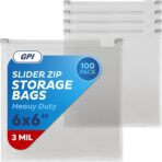 100 Count - Slider Zip Food Storage Sandwich Bags, 6" x 6" (1 Pint) 3 Mil Heavy Duty, Strong & Durable For Freezer Storage, For Sandwiches, Snacks & More. GPI - Image 2