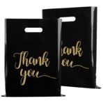 100 Pack Black Thank You Shopping Bags for Small Business - 12"x15" Extra Thick 2.36 Mil Plastic Retail Thank You Bags with Handles for Stores, Boutique, Clothes, Business Gift - Image 2