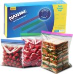 100-Pack Food Storage Freezer Bags - 3 Sizes, Reusable with Zipper Lock for Fruit and Veggies, Microwave and Freezer Safe, No BPA - Strong Seal, Easy to Fill for Lunch, Snacks, and Meals - Image 2