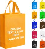 100 Pcs Custom Non-woven Bags with Handle, Custom Tote Bags Bulk, Personalized Reusable Grocery Bags, Shopping Bags, Customized Promotional Item Totes for Business Activities, Store - Image 2