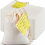 100 Pcs Geological Sample Bags, 4.5" x 6.2" Washable Yellow Tag, Fabric Drawstring - Image 2