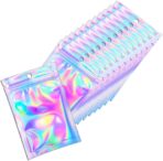 100 Pcs Holographic Resealable Packaging Bags for Small Business Supplies, Cute Small Color Smell Proof Foil Pouch Plastic Baggies for Lip Gloss Soap Party Food Storage (4x6 inch) - Image 2