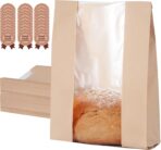 110 Pack Bread Bags for Homemade Bread 13.8" x 8.3" x 3.55",Sourdough Paper Bread Bags With Window,125 sealing stickers A Large Bakery Bags Used for Storage Bread Cookies & Snacks - Image 2