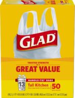 Glad Trash Bags, Tall Kitchen Garbage Bags, 13 Gallon Handle Tie Trash Big for Kitchen, Unscented, 50 Count (Pack of 4) - Image 14