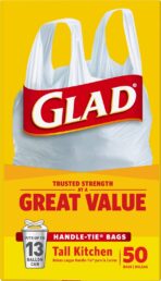 Glad Trash Bags, Tall Kitchen Garbage Bags, 13 Gallon Handle Tie Trash Big for Kitchen, Unscented, 50 Count (Pack of 4) - Image 15
