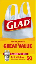 Glad Trash Bags, Tall Kitchen Garbage Bags, 13 Gallon Handle Tie Trash Big for Kitchen, Unscented, 50 Count (Pack of 4) - Image 16