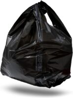 Large Plain Black (400 Count) Embossed T-Shirt Bag, 12 inch X 7 inch X 22 inch, 17 mic, Black Bags with Handled, Bulk, Grocery, Retail, Heavy Duty - Image 10