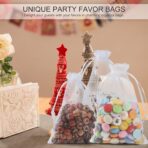 ANZNKU 50 Pack White Organza Bags 5 x 7 in, Small Mesh Gift Bags Bulk Drawstring for Wedding Favors, Gift Wrap Bag for Candy Jewelry Soap Makeup, Cute Goodie Bag Sachet for Party Favor & Easter Gifts - Image 3