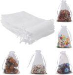 ANZNKU 50 Pack White Organza Bags 5 x 7 in, Small Mesh Gift Bags Bulk Drawstring for Wedding Favors, Gift Wrap Bag for Candy Jewelry Soap Makeup, Cute Goodie Bag Sachet for Party Favor & Easter Gifts - Image 8