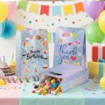 UnicoPak 16 Pack Premium Iridescent Party Favor Bags - 6x3x9 Glitter Goodie Bags for Birthday Party, Wedding - Sturdy Holographic Gift Bags with Auto-lock Bottom, Customizable for Treats & Cookies - Image 7