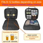 Medium Travel Pill Bottle Organizer, Slim Medicine Bag, Carrier for Medications and Medical Supplies - Black - Image 3