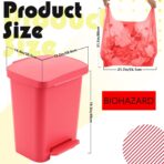 Geiserailie 1 Set 10.6 Gallon Biohazard Trash Can with Foot-Operated Self-Closing Lid, Biohazard Labels & Bags for Lab Industrial Infectious Waste Disposal, Step to Open, Step Again to Close - Image 3