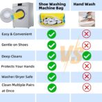 Shoe Washing Machine Bag Laundry Shoe Bag for Washer and Dryer Reusable 2pc Shoe Cleaning Bags for Sneakers 360° Deep Cleaning Machine for All Shoes Types With Self-locking Zipper - Image 6
