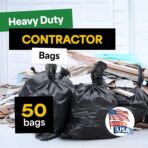 EconoHome 55-60 Gallon Contractor Garbage Bags - 3 Mil Extra Thick Heavy Duty Trash Bags for Construction, Lawn & Yard Cleanup, Demo & Commercial Use - Made in USA - Extra Large, 38x53" - 50-Count - Image 4