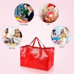 Shappy 6 Pieces Extra Large Reusable Shopping Grocery Bags with Handles Colorful Woven Plastic Waterproof Tote Bags - Image 8