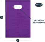 9x12 Purple Die Cut Handle Plastic Shopping Bags 100/cs - Image 3
